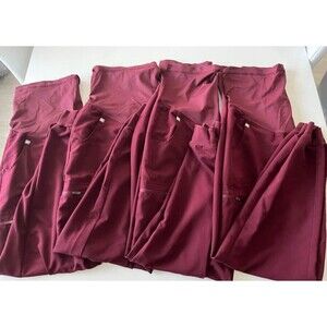 Lot of 4 Figs Technical Collection Burgundy Zamora Maternity Jogger Pants Large